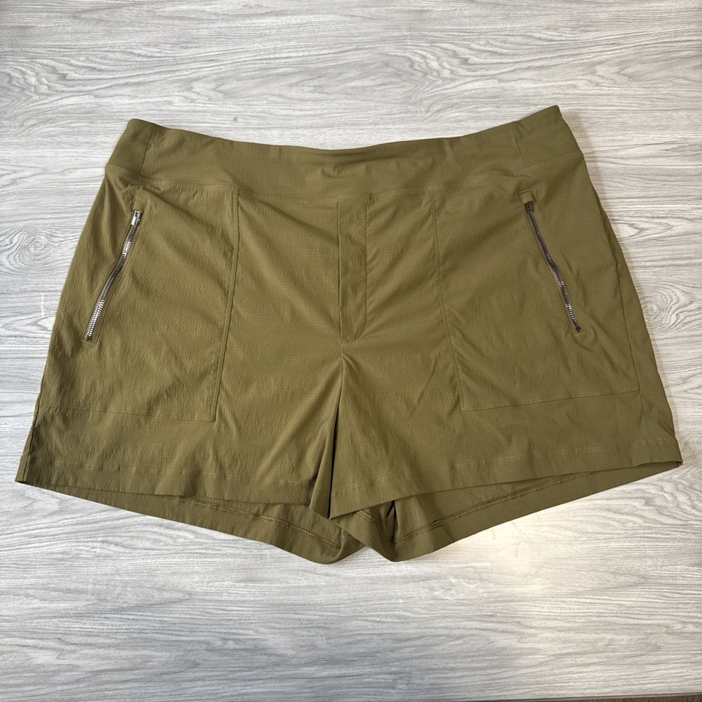 ATHLETA Women's Olive Green Trekkie North Zip Pockets Hiking Shorts 18